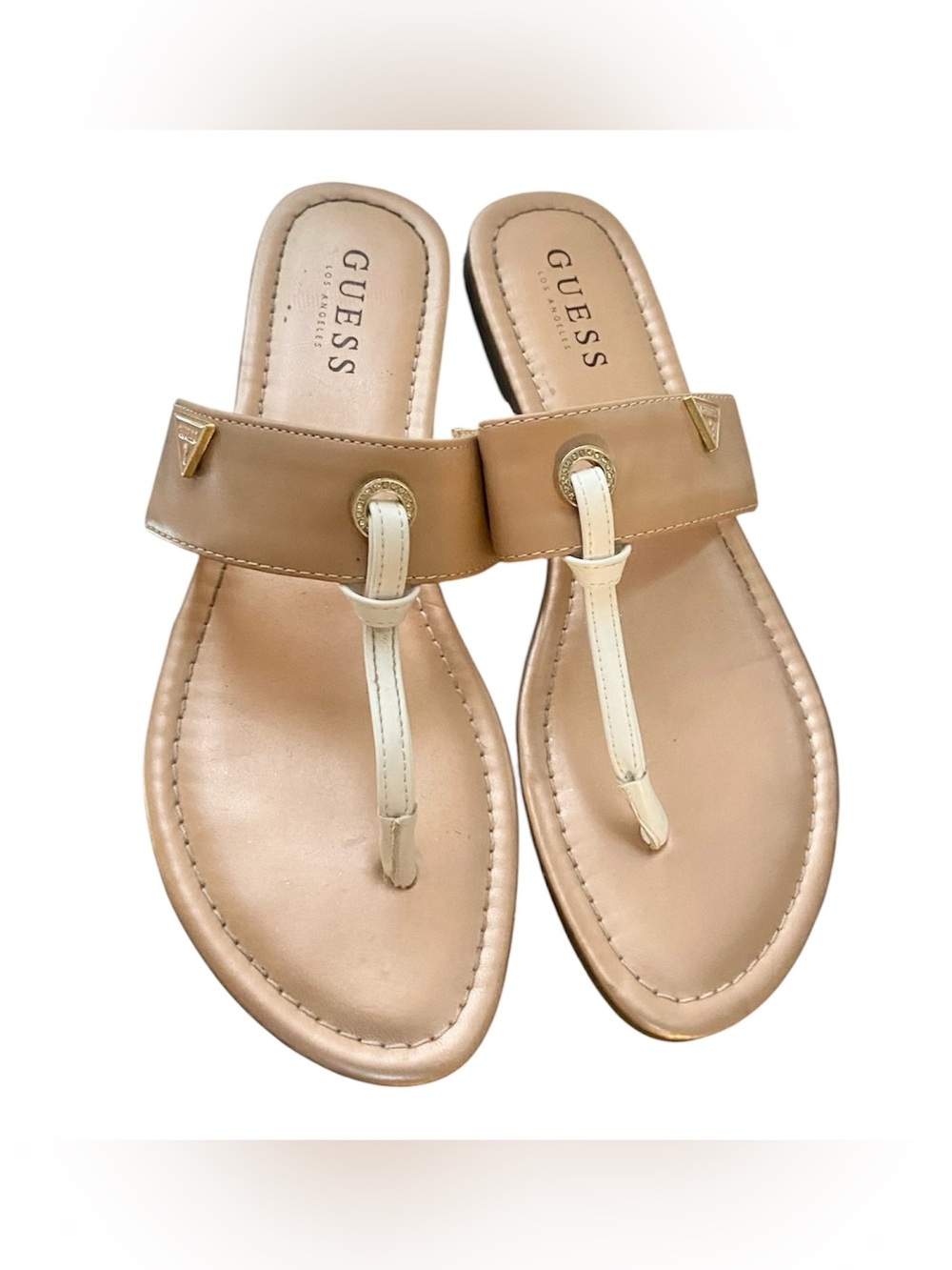 GUESS Tan and Cream Sandals